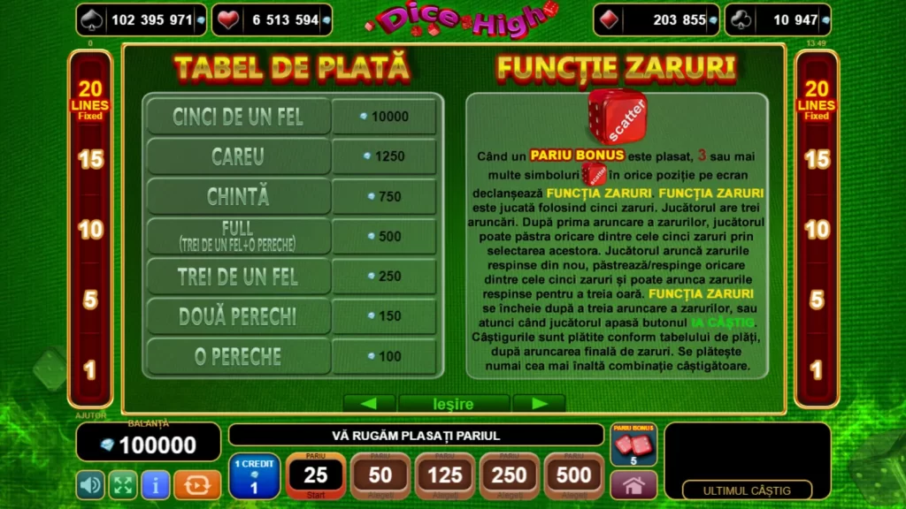 Dice High Gratis Functii