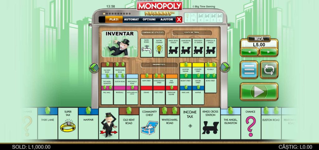 Plati jocuri ca la aparate: Monopoly Megaways