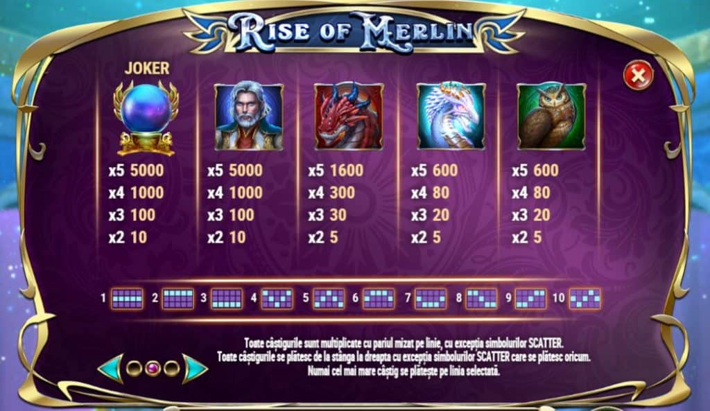 Jocuri pacanele: Rise of Merlin