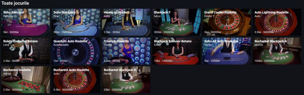 sectiune live casino betano