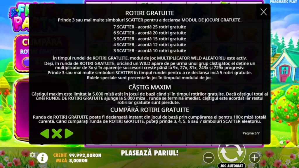 Fruit Party 2 Gratis Rotiri Gratuite