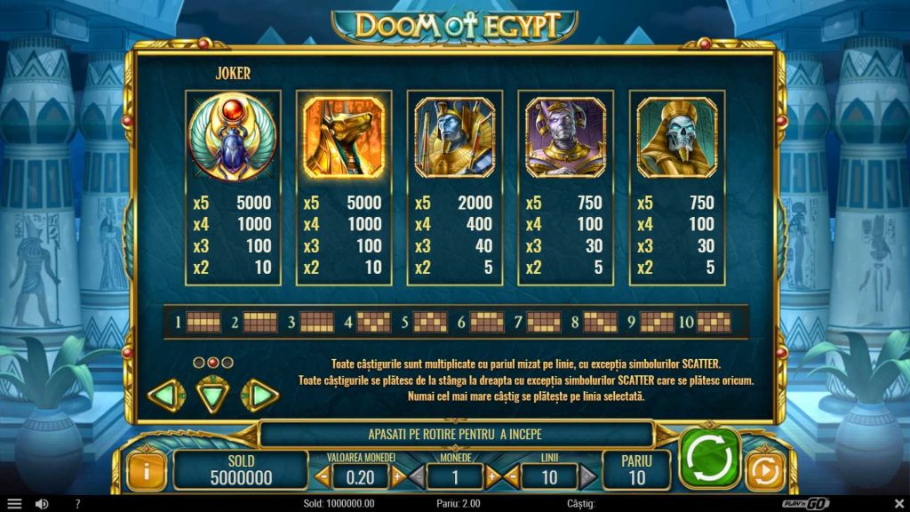 Plati pacanele gratis Doom of Egypt