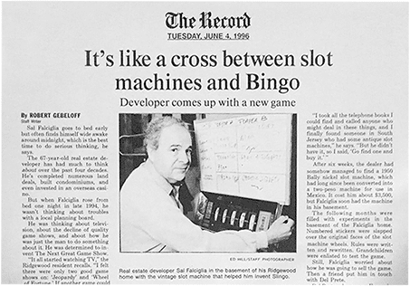Poză din ziar cu inventatorul Slingo