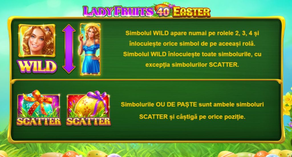 Simbolurile WILD si Scatter din Lady Fruits 40 Easter