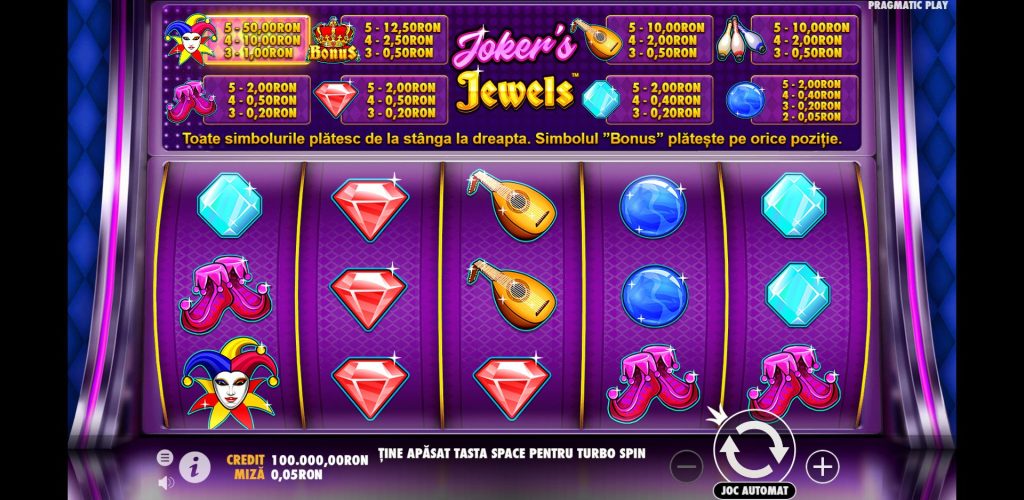 Cum arata jocul ca la aparate Joker Jewels