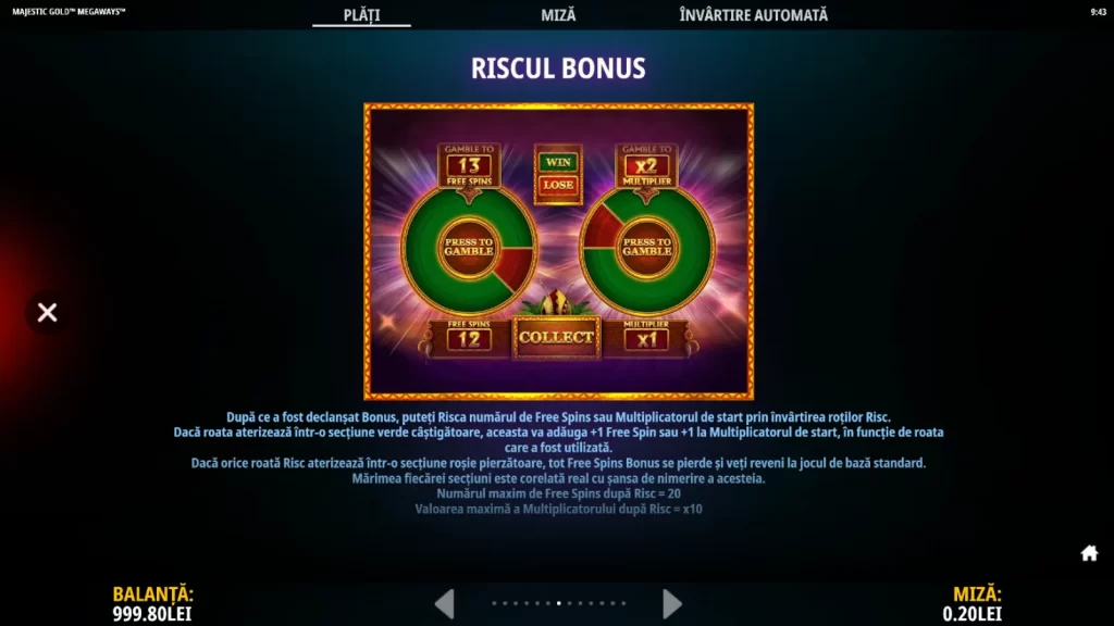 Majestic Gold Megaways Demo Riscul bonus