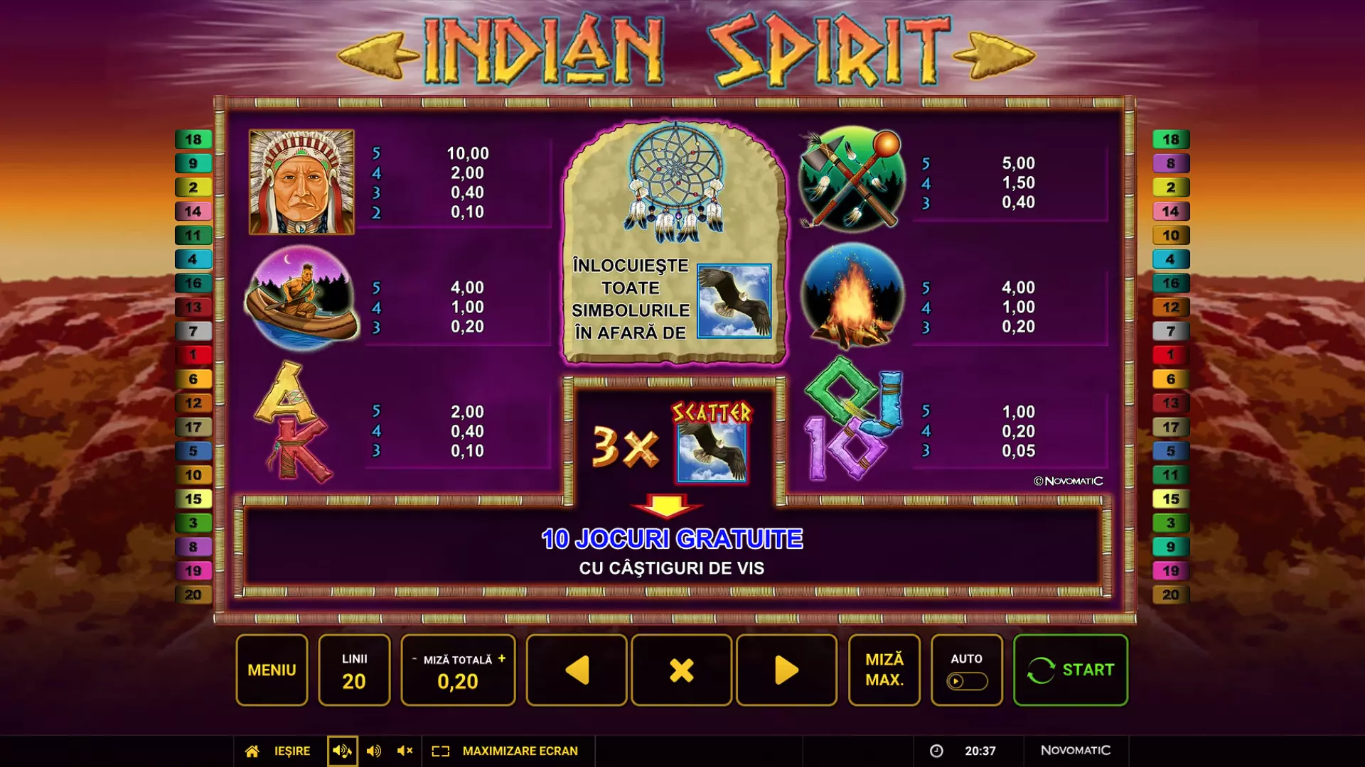 Pacanele gratis Indian Spirit