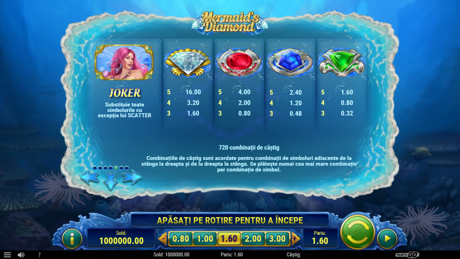 Jocul ca la aparate: Mermaid's Diamond