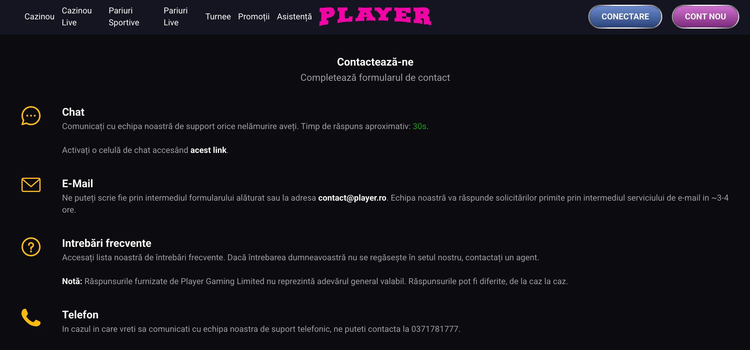 player contact