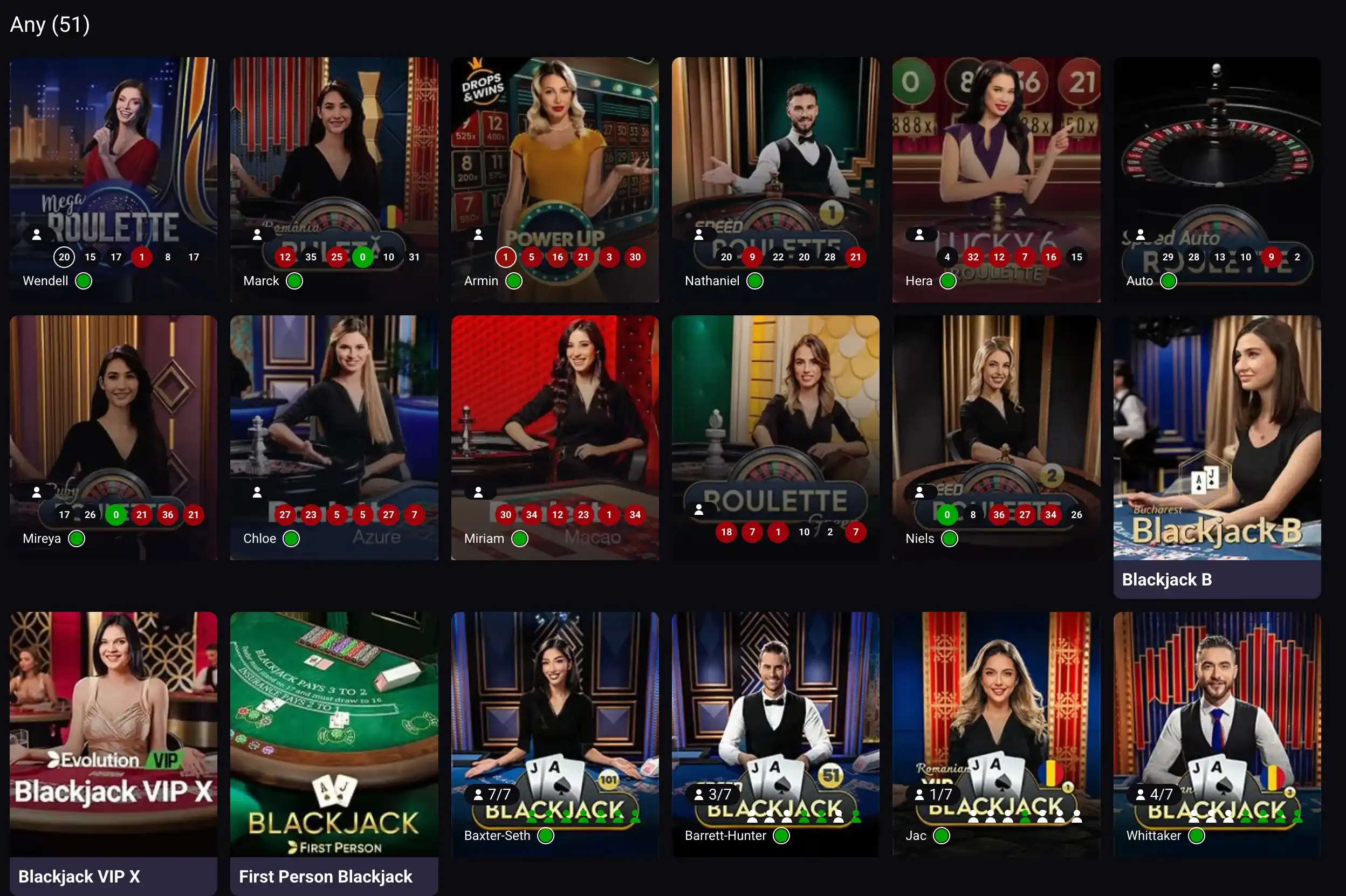 player live casino