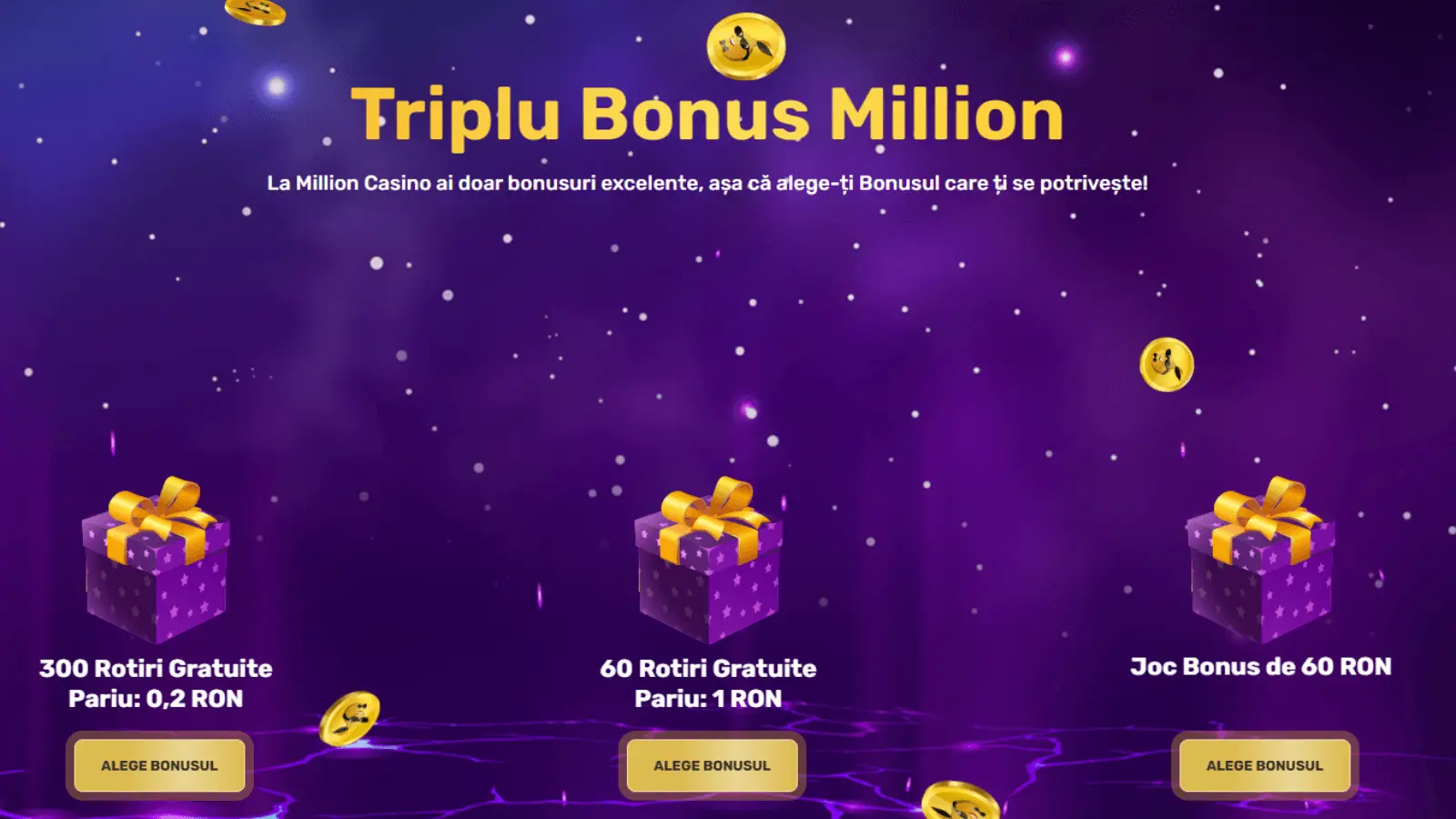 Păreri Million bonus fără depunere triplu bonus la alegere