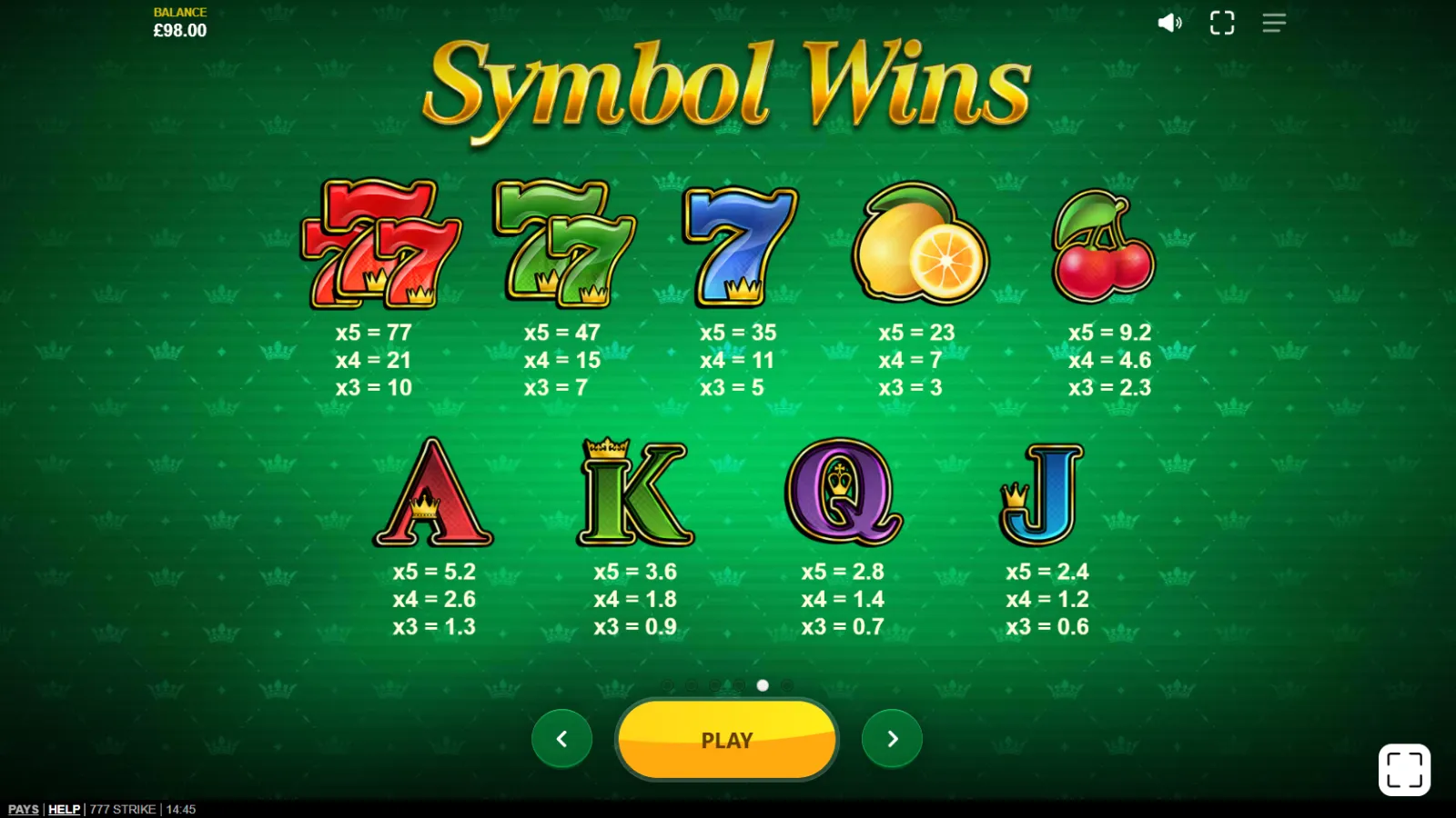 777 Strike Gratis Simboluri