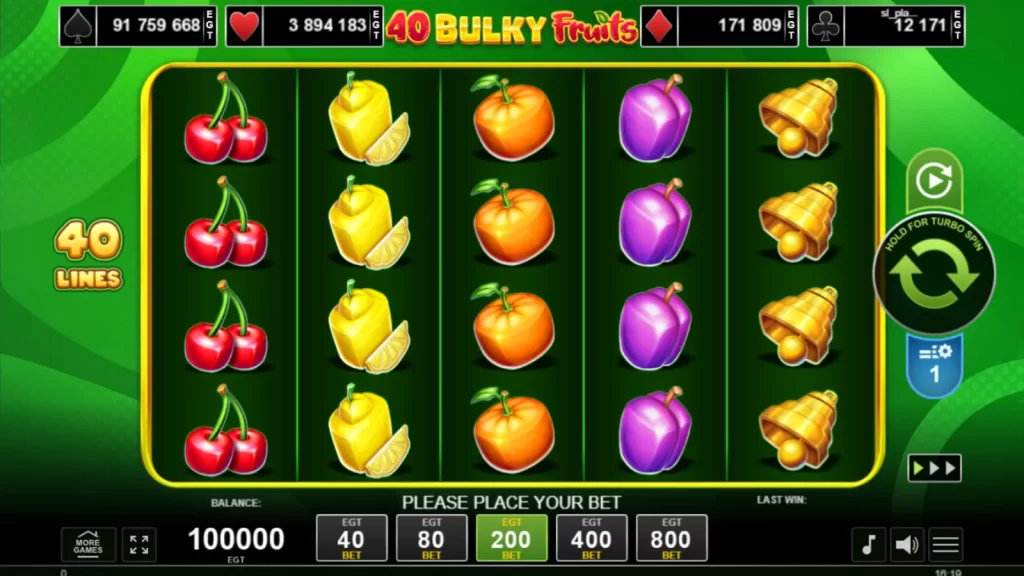 40 Bulky Fruits 6 Reels Gratis GamePlay