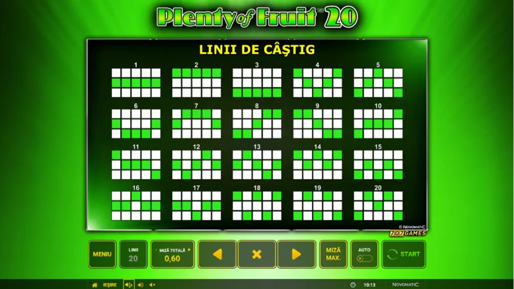 Plenty of Fruit 20 Demo Linii de plata