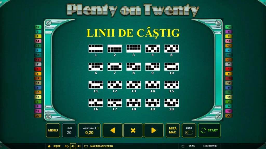 Plenty on Twenty Demo Linii de castig