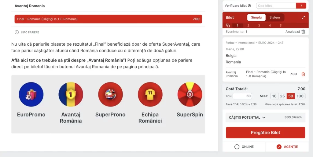 promoția avantaj România Superbet