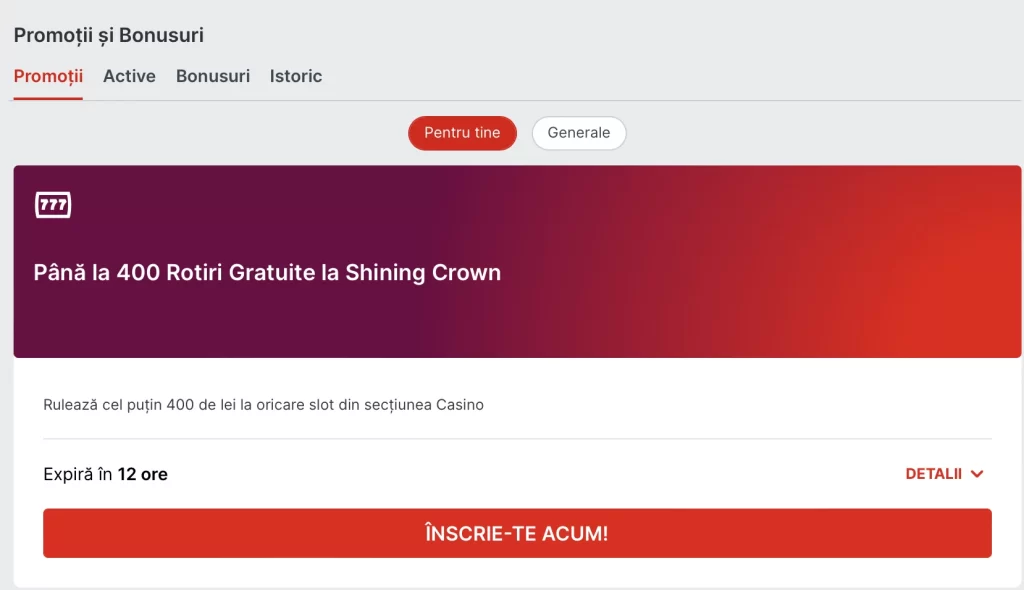 secțiunea promoții și bonusuri superbet