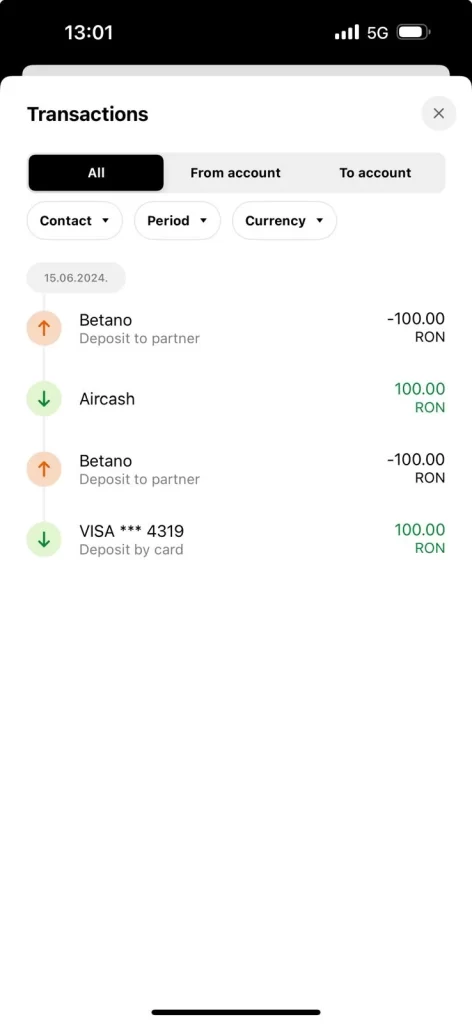 100 lei gratuit aircash betano