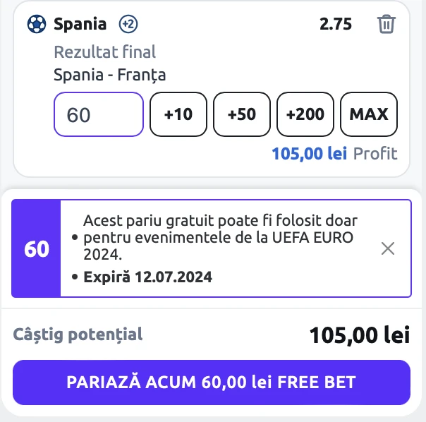 freebet spania Franța Betano 