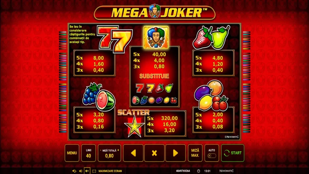 Mega Joker Gratis Tabel de plati