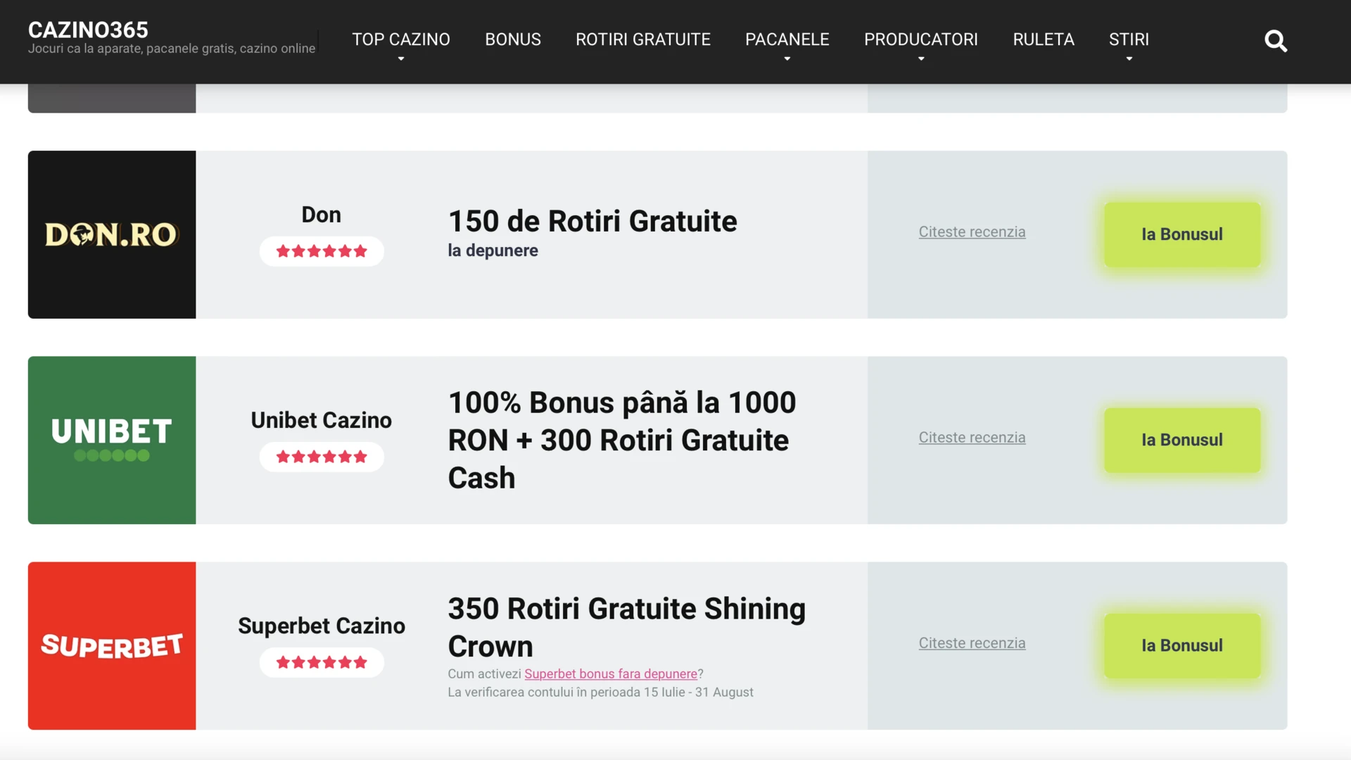 pagina bonus fără depunere iulie superbet