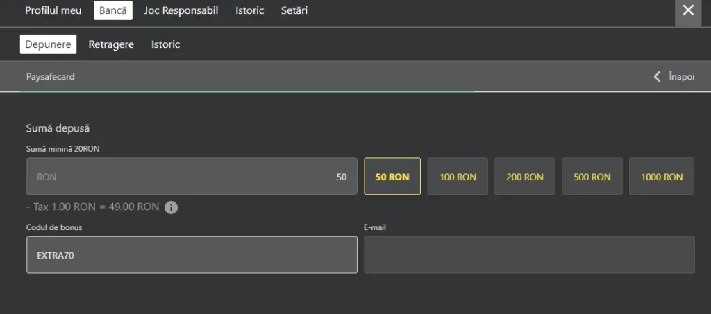 Bonus de 70% la WinBet cu depunerile prin PaySafeCard