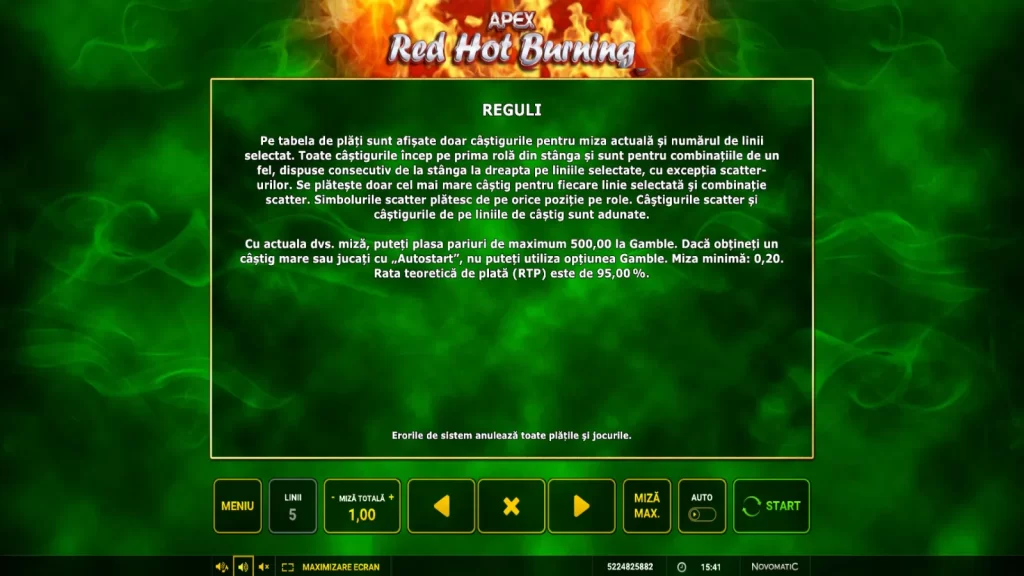 Red Hot Burning Gratis Reguli