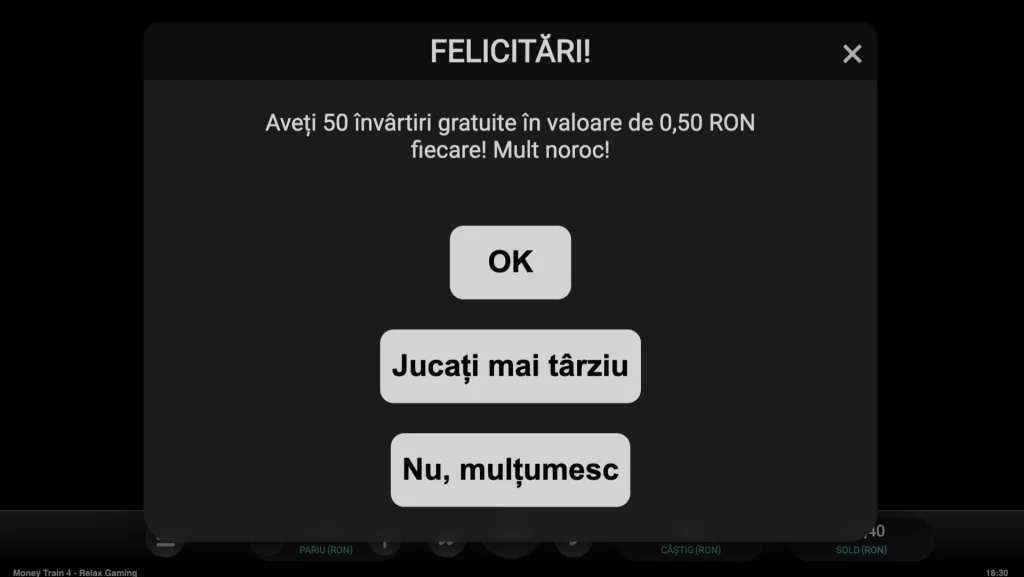 50 rotiri gratis money train 4