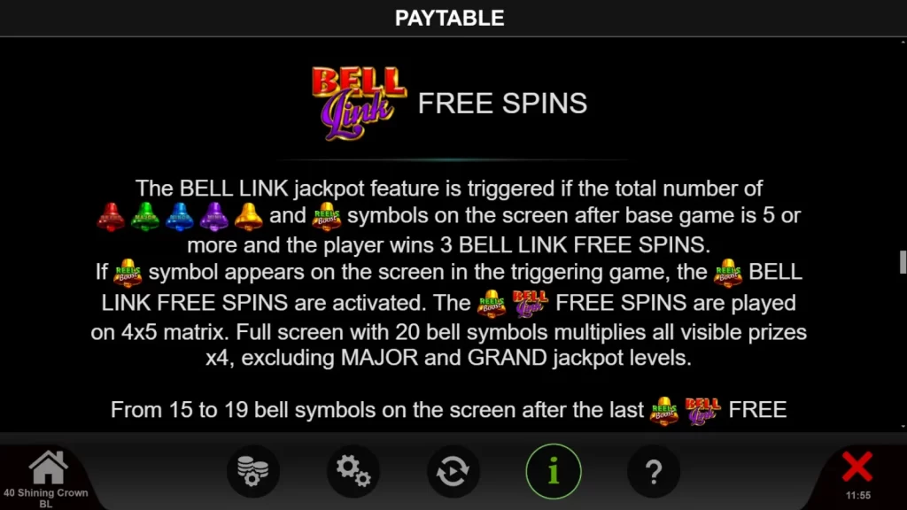 40 Shining Crown Bell Link Demo FreeSpins