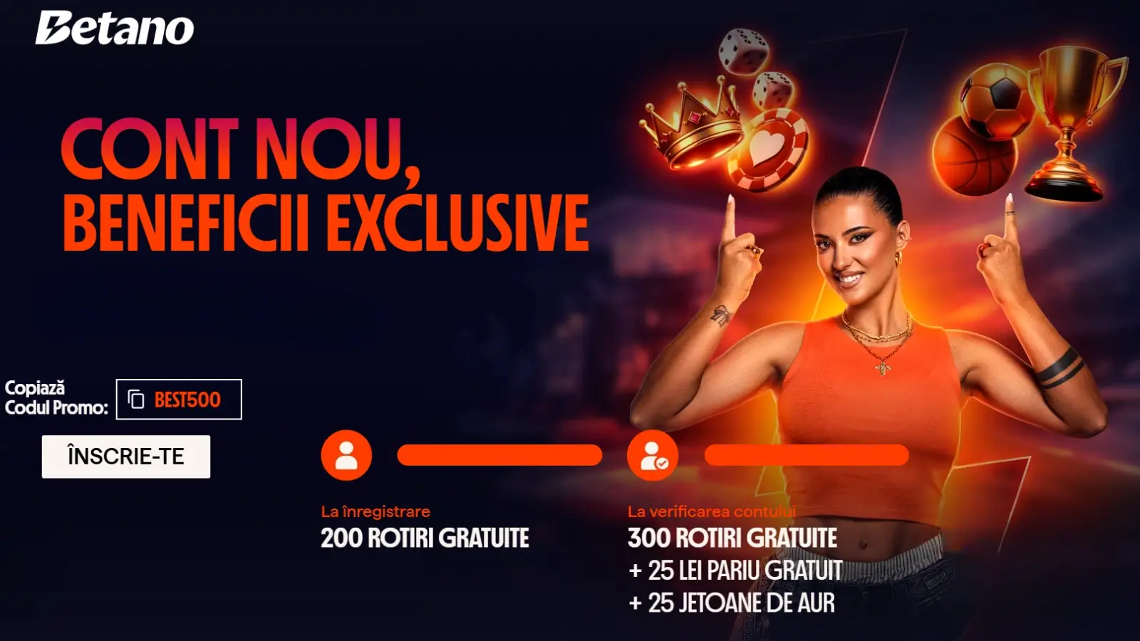 Betano Bonus Fara Depunere 300 Rotiri Gratuite plus 25 lei Pariu Gratuit plus 25 Jetoane de Aur