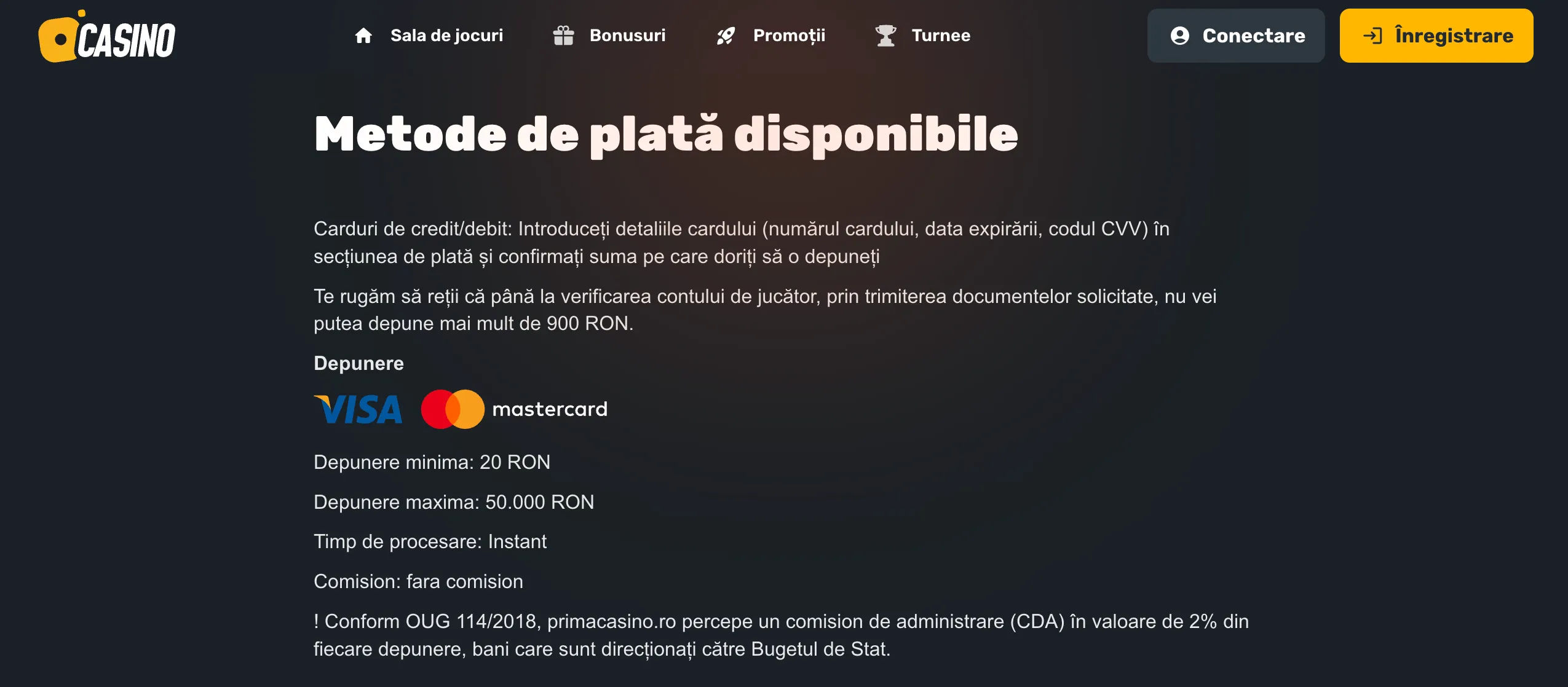 prima casino depuneri