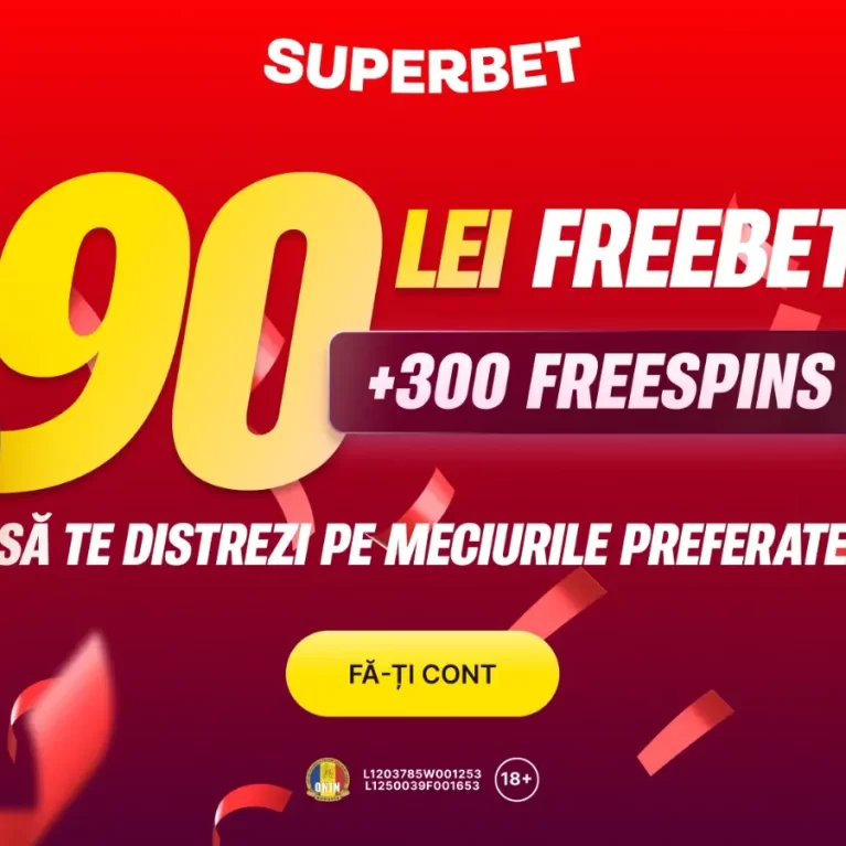 Superbet Bonus Fără Depunere – 300 Rotiri Gratuite + 90 LEI FreeBet
