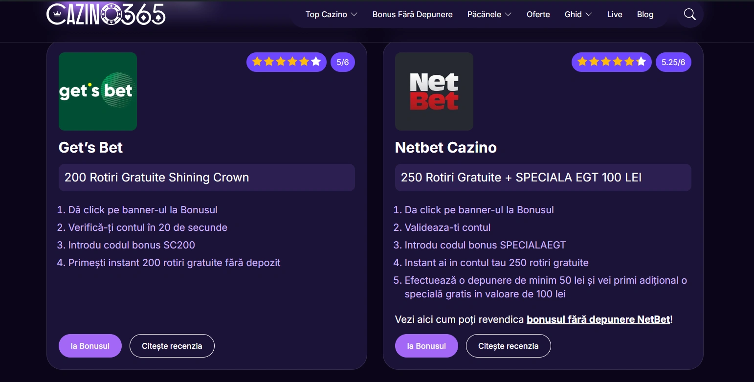 bonus fara depunere netbet cazino365