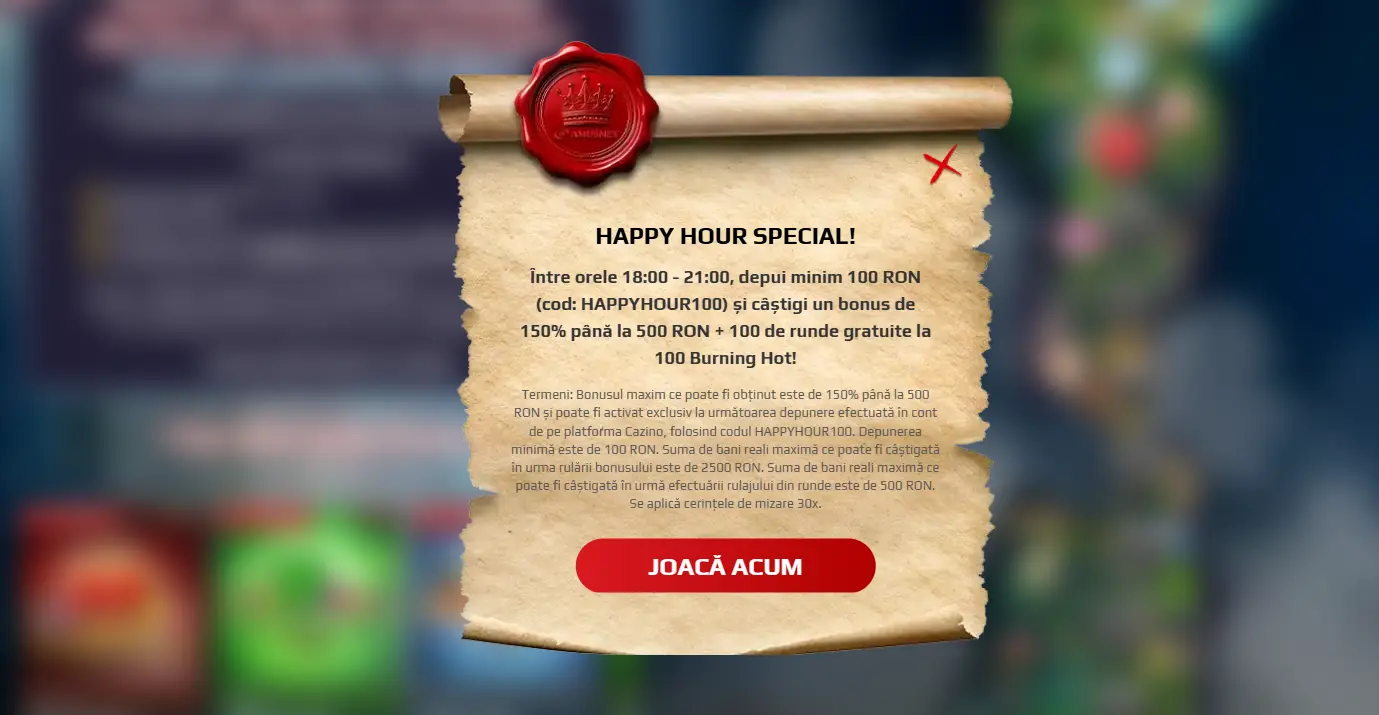 150% Bonus pana la 500 RON + 100 Rotiri Gratuite