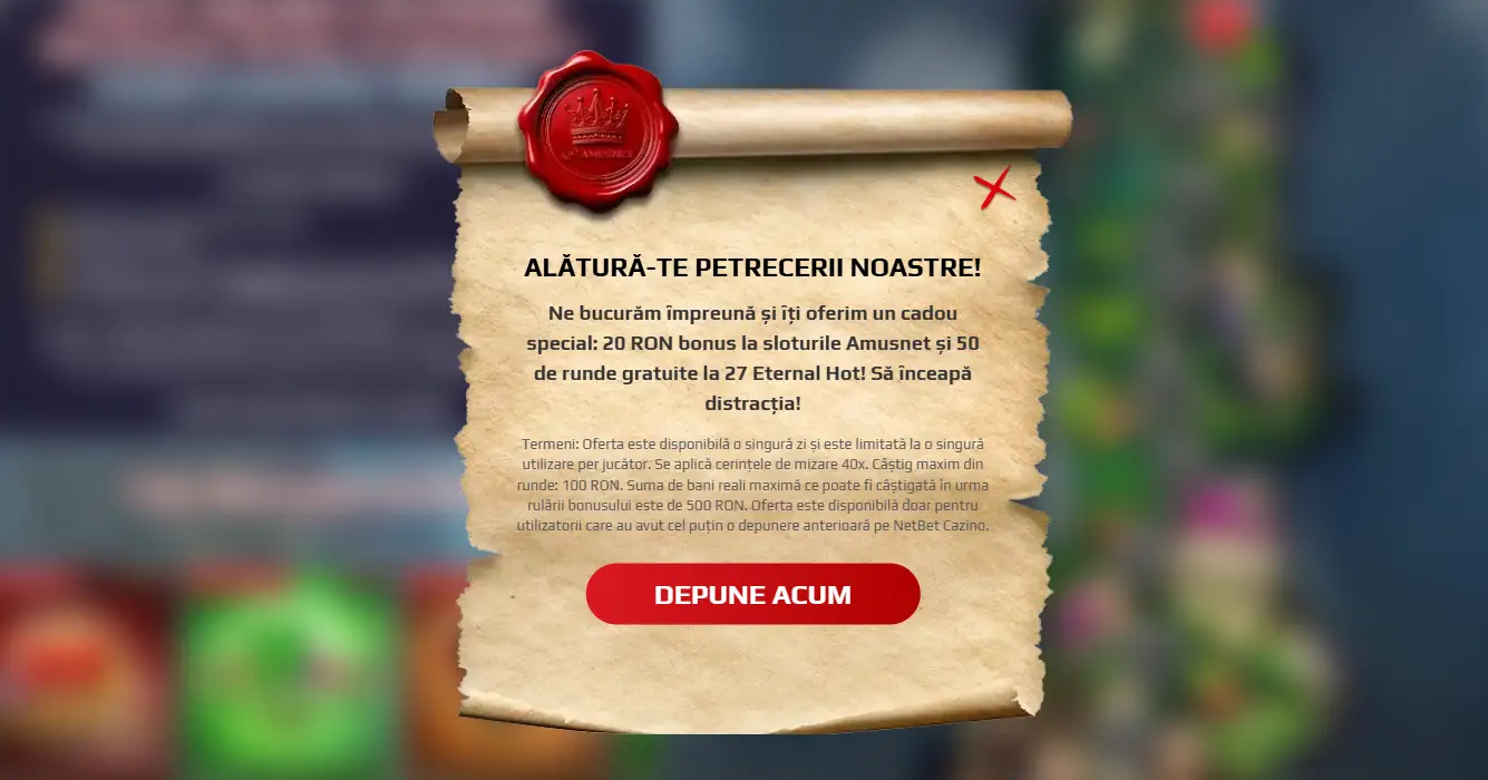 20 RON Bonus si 50 Rotiri Gratuite la NetBet