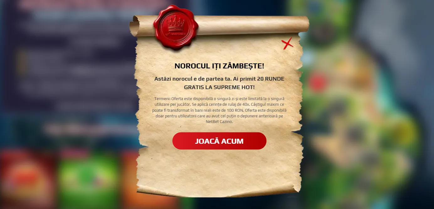 20 Rotiri Fara Depunere la NetBet
