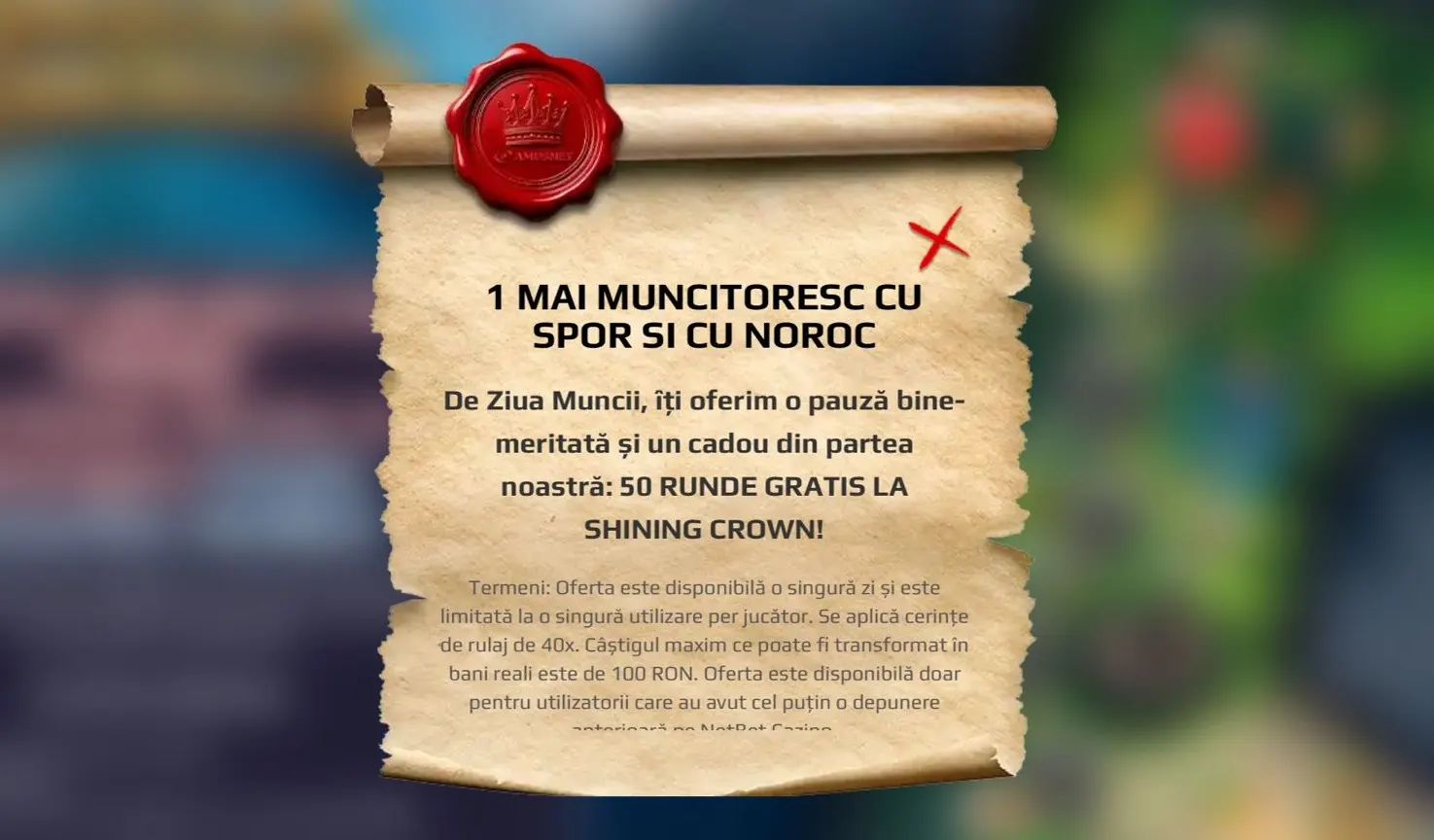 NetBet ofera 50 Rotiri Gratuite fara depunere