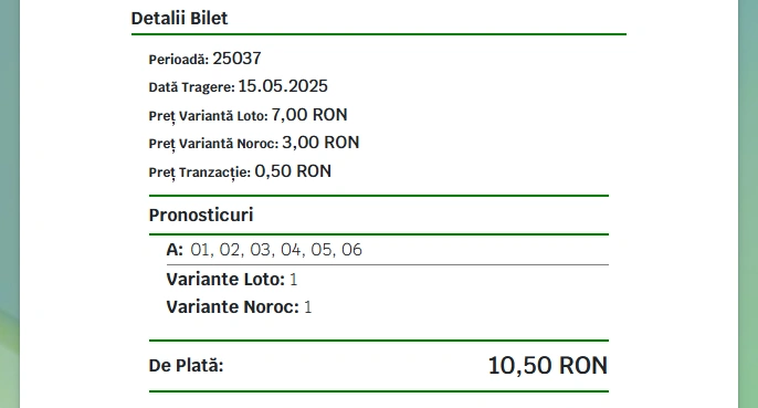 preț bilet loto 6 din 49