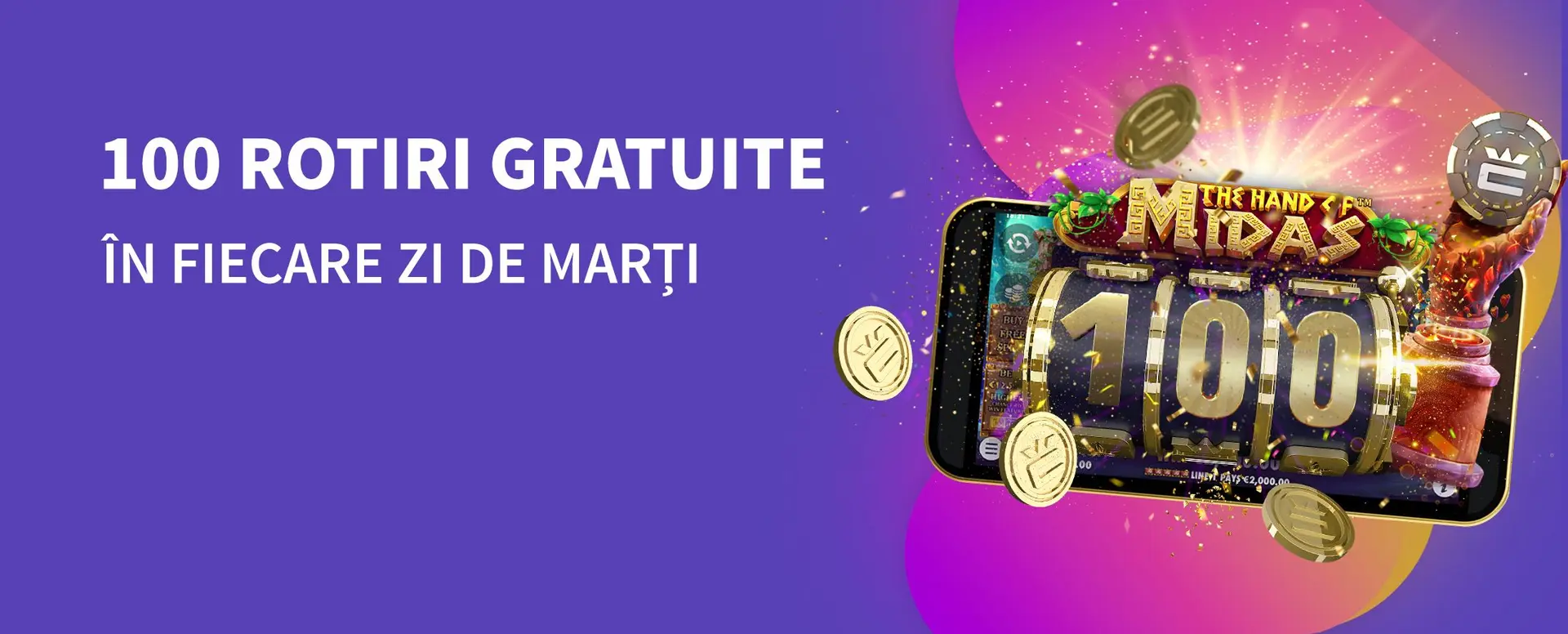100 Rotiri Gratuite la Conti Cazino