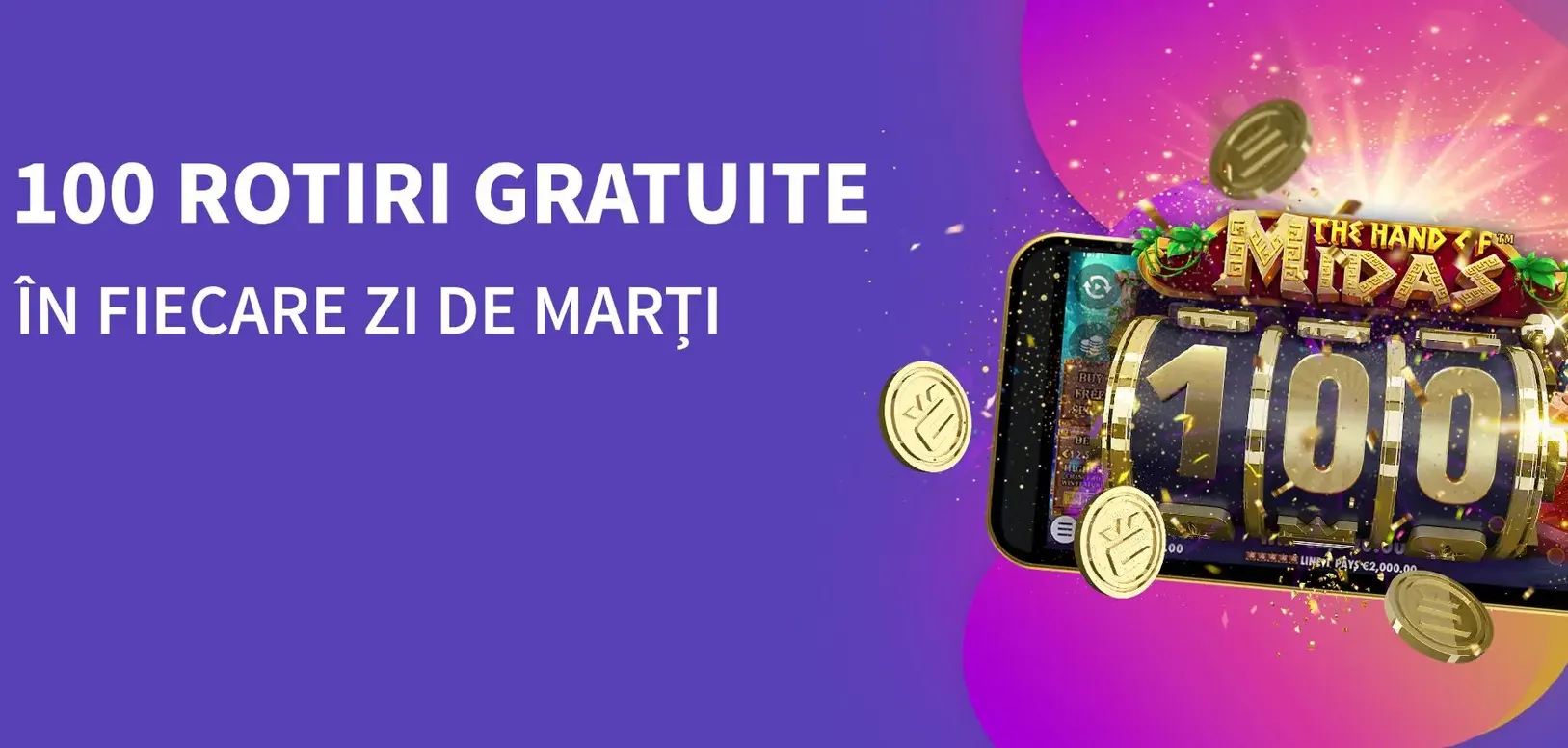 Marțea poți câștiga 100 Rotiri Gratuite la Conti Cazino