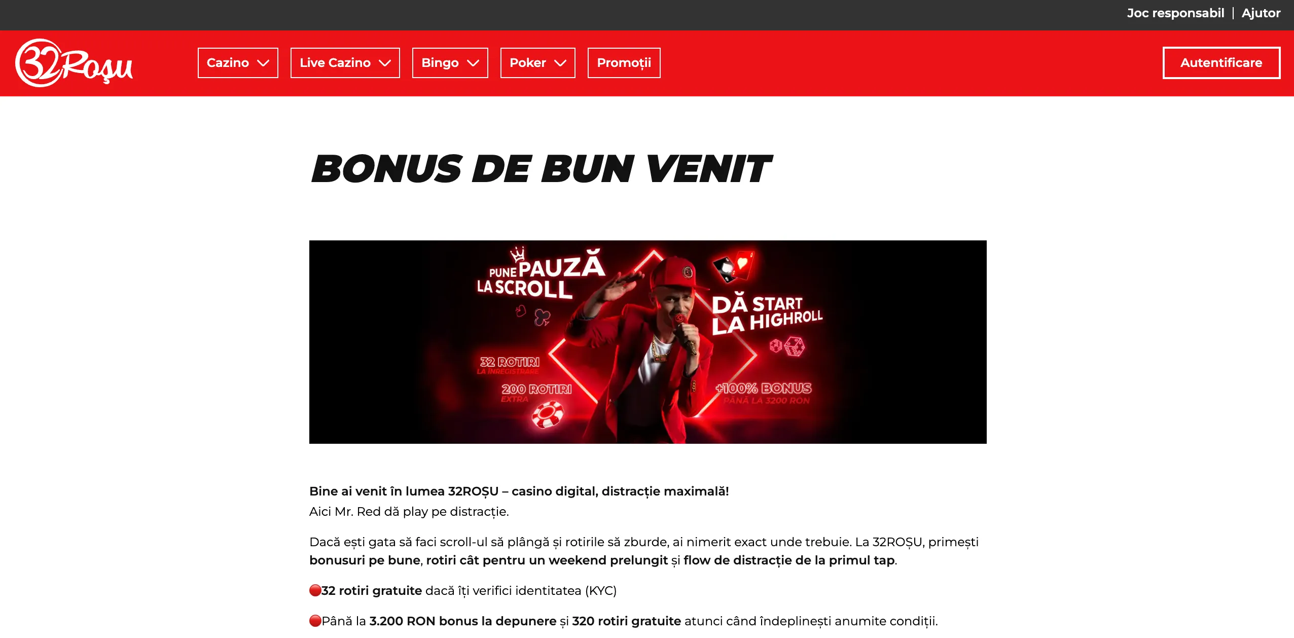 32Roșu Bonus de Bun Venit