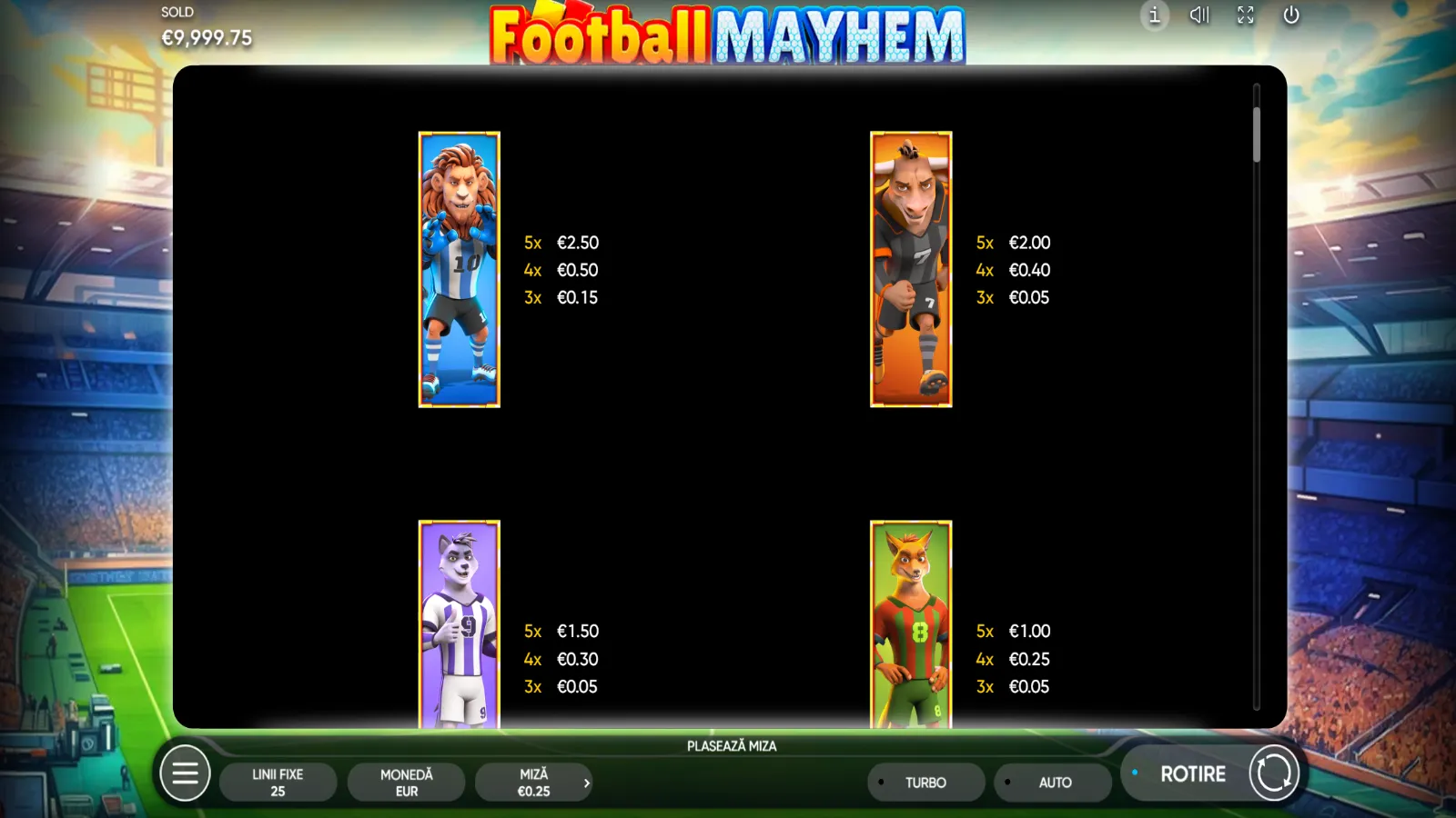 Football Mayhem demo Simboluri