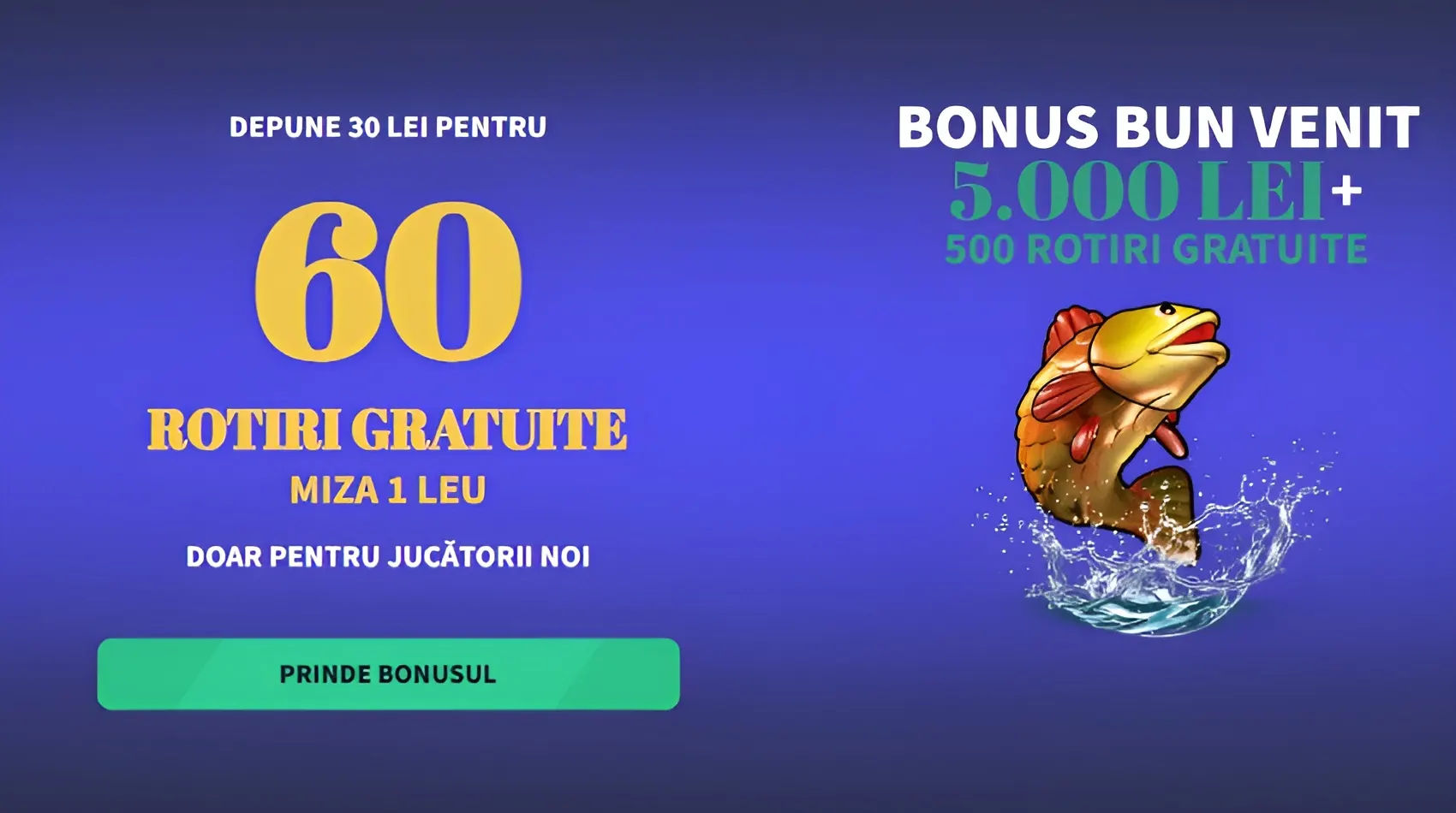 La GetsBet poți încasa 60 Rotiri Gratuite pe miza de 1 leu cu doar 30 RON depuși