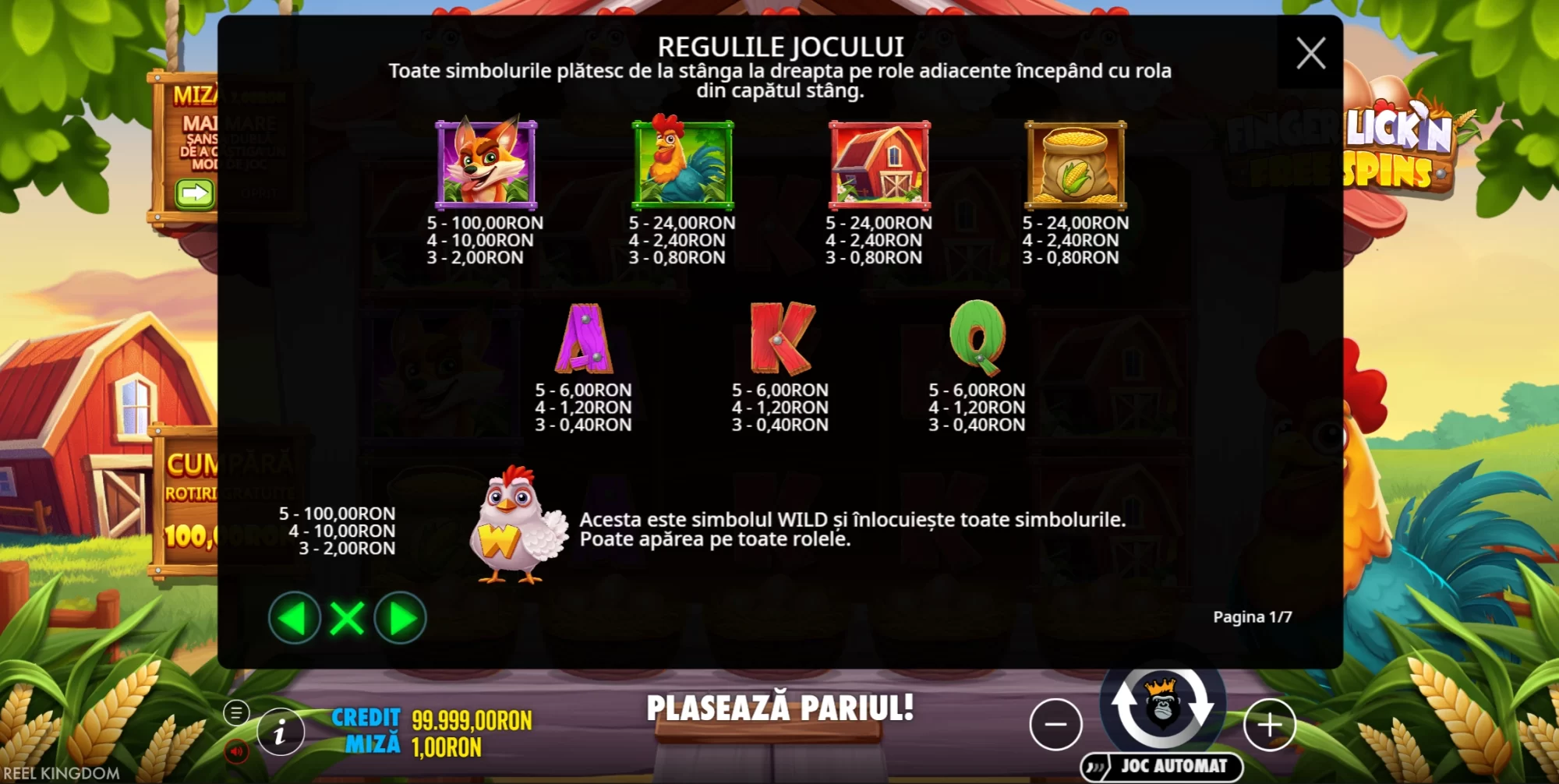 Finger Lick'n Free Spins Gratis Simboluri