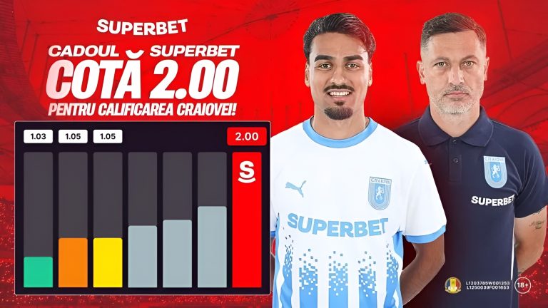 Ofertă de neratat la Superbet – Cotă mărită de la 1.04 la 2.00 pentru calificarea Craiovei