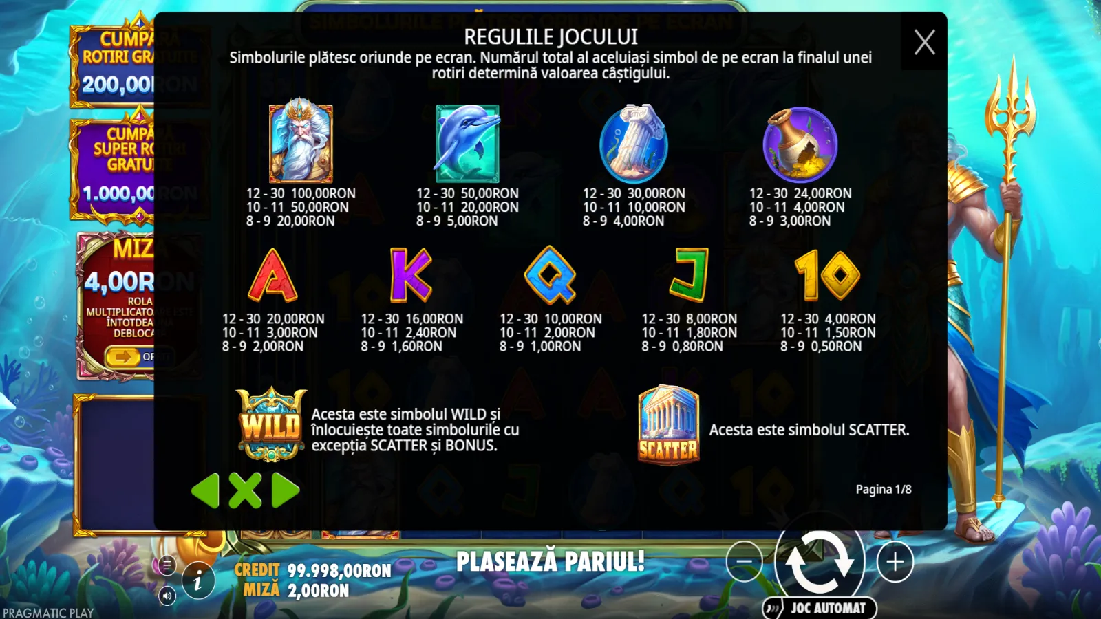 Waves of Poseidon Gratis simboluri