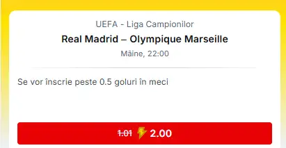 Cota marita Real Madrid vs Marseille
