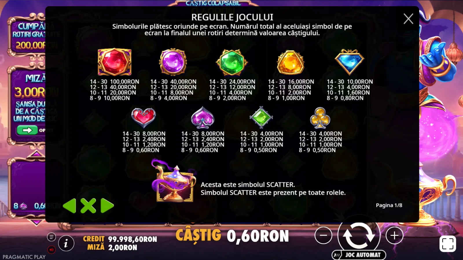 Genie's Gem Bonanza Demo Simboluri