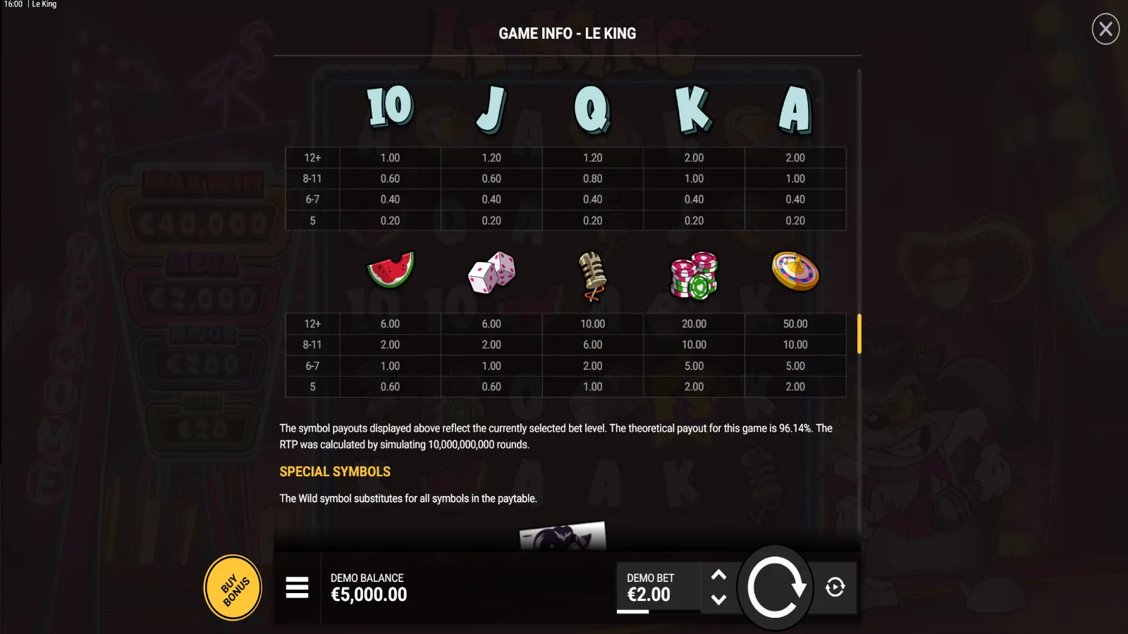 Le King Gratis Simboluri