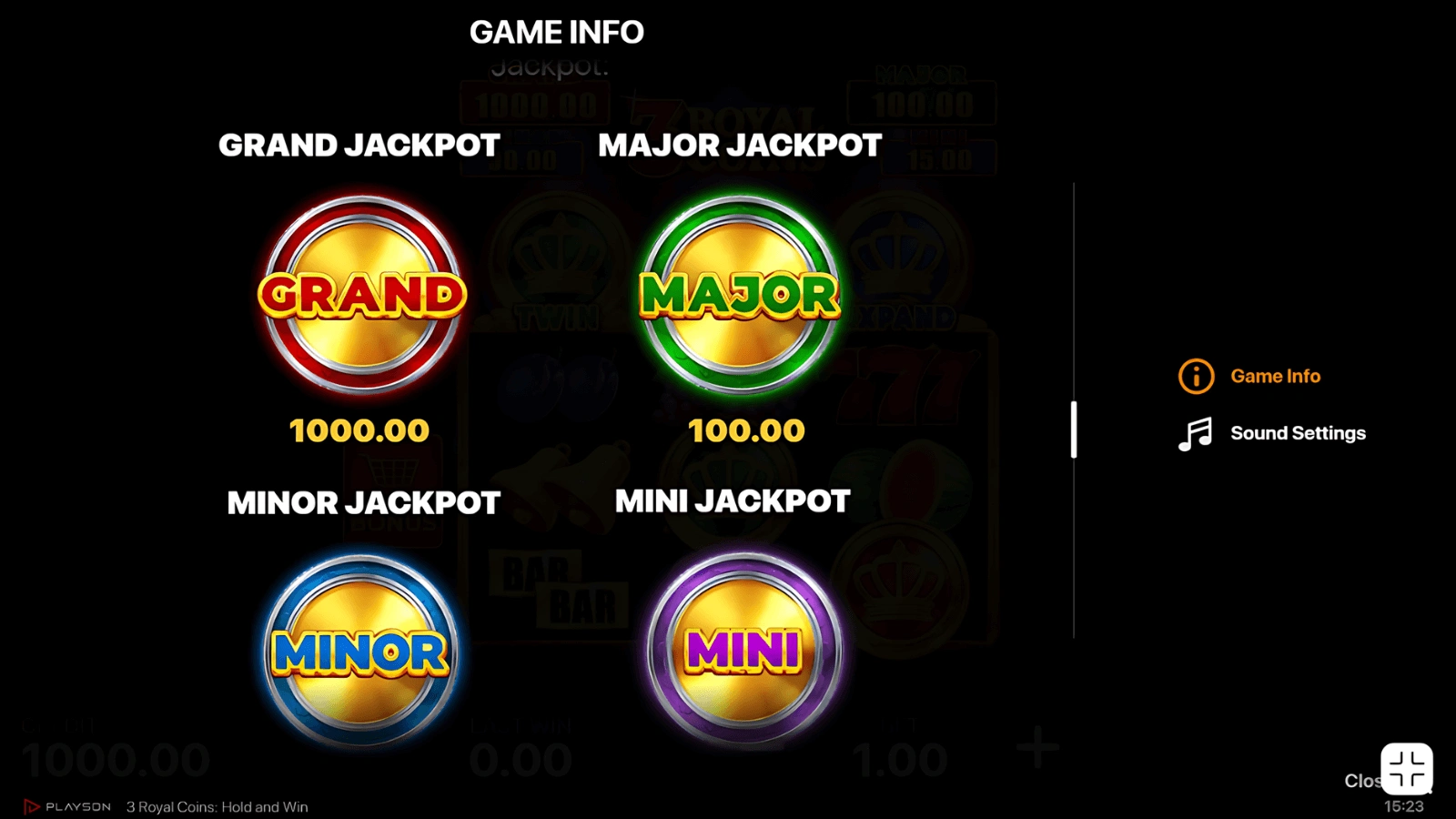 3 Royal Coins Hold and Win jackpot